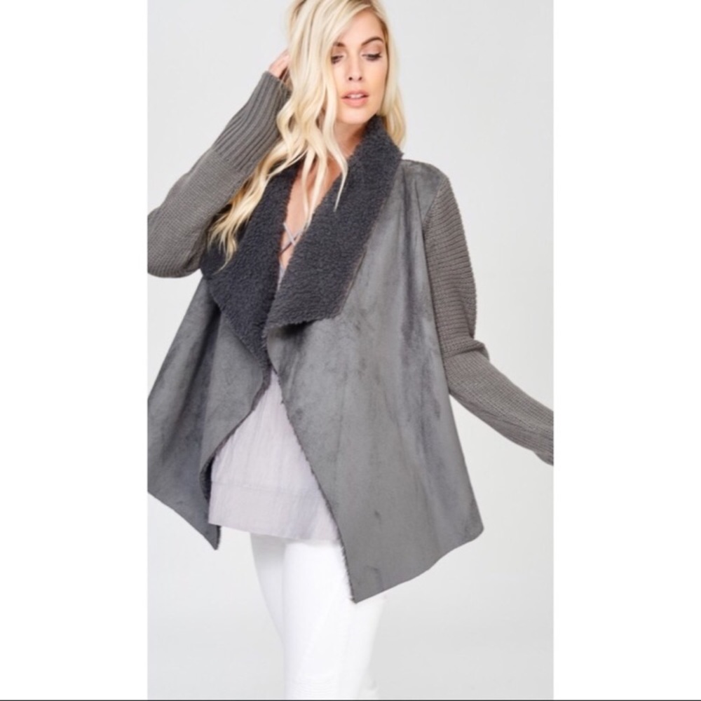Faux Fur Lined Cardigan Jacket - Picture 5 of 7